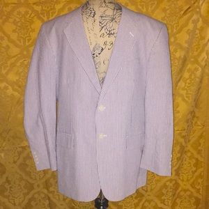 Stafford seersucker sports coat Blazer Classic blue and white